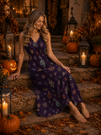 Midnight Floral Maxi Dress with Pockets | V-Neck Resort Dress
