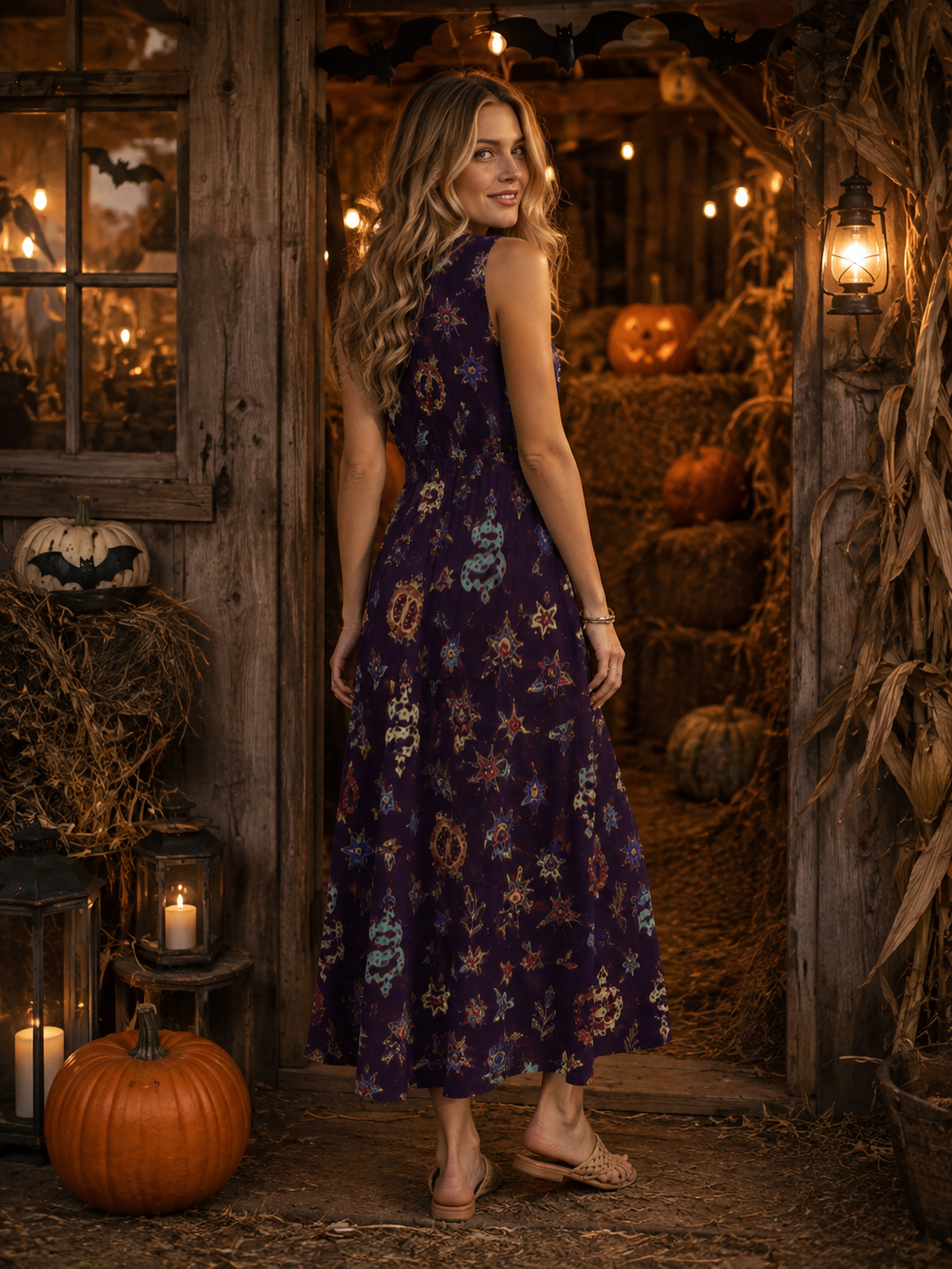 Midnight Floral Maxi Dress with Pockets | V-Neck Resort Dress