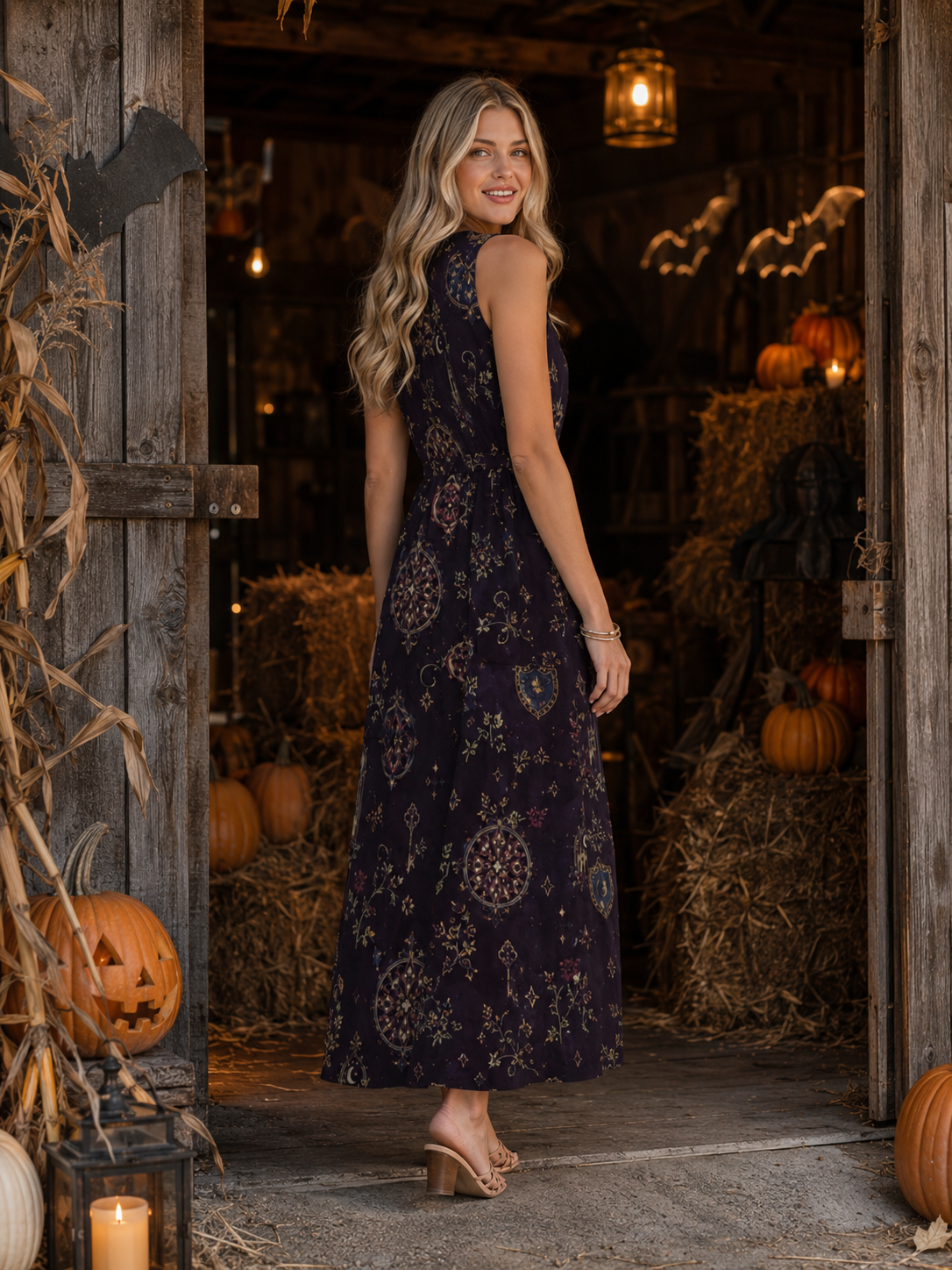 Burgundy Floral Maxi Dress with Pockets | V-Neck Resort Dress