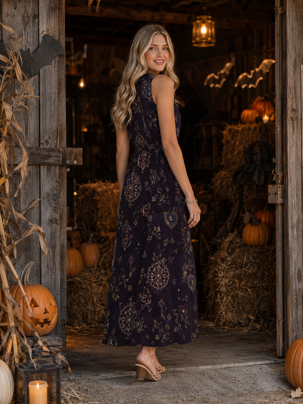 Burgundy Floral Maxi Dress with Pockets | V-Neck Resort Dress