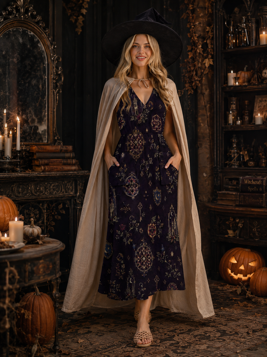 Burgundy Floral Maxi Dress with Pockets | V-Neck Resort Dress