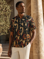 Men’s Gothic Halloween Hawaiian Shirt | Black Cat Pumpkin