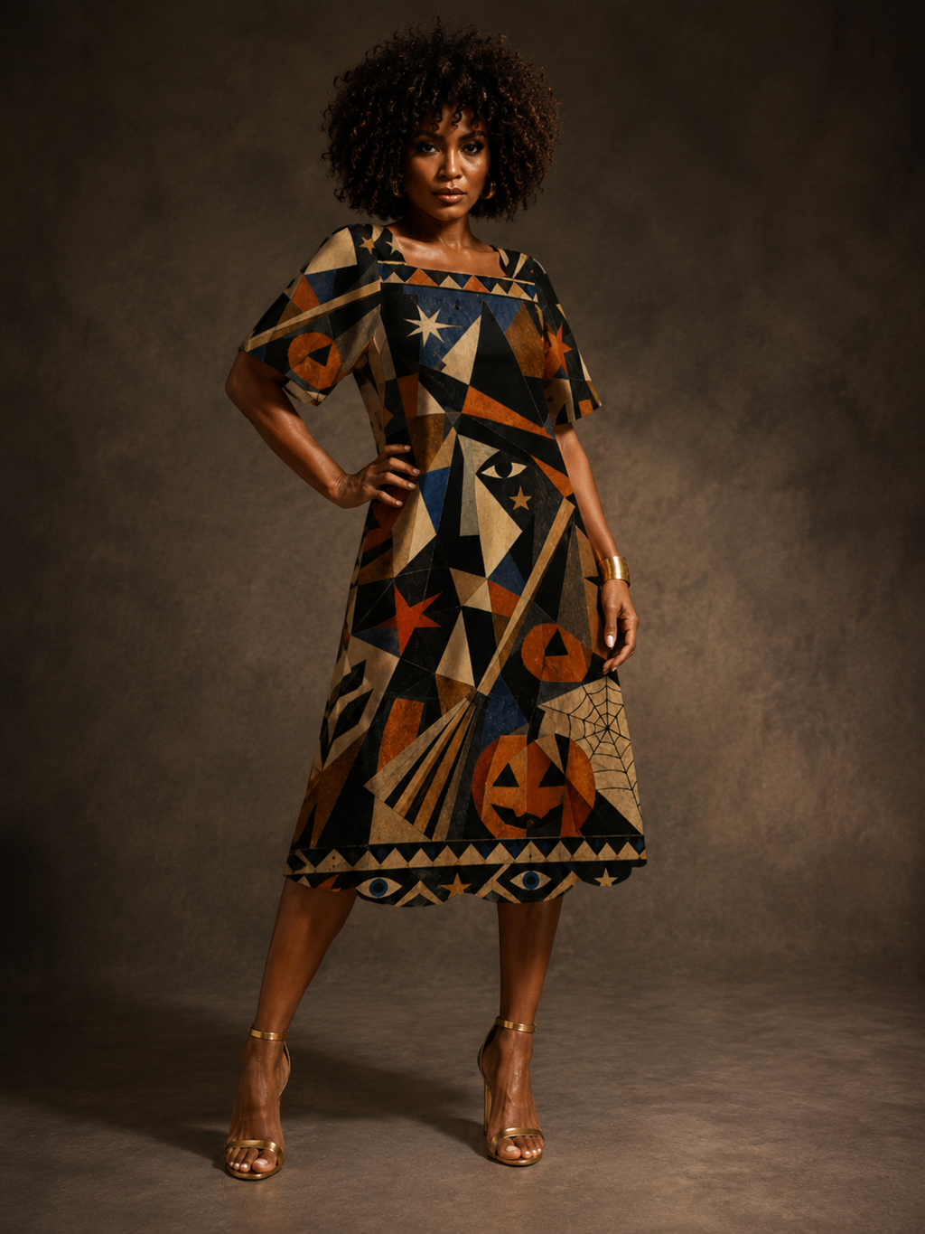 Geometric Halloween Maxi Dress