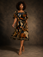 Geometric Halloween Maxi Dress