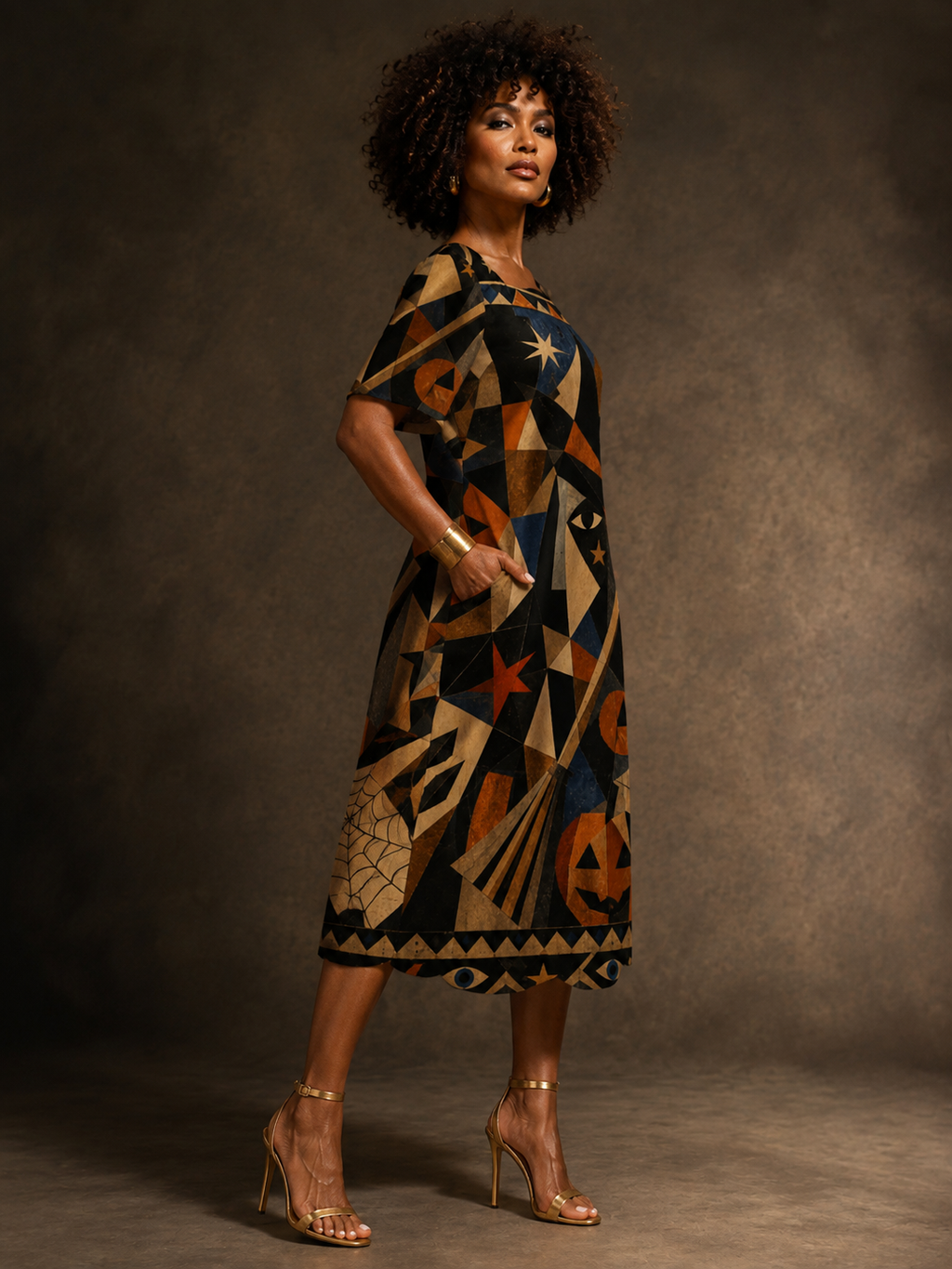 Geometric Halloween Maxi Dress