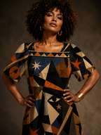 Geometric Halloween Maxi Dress