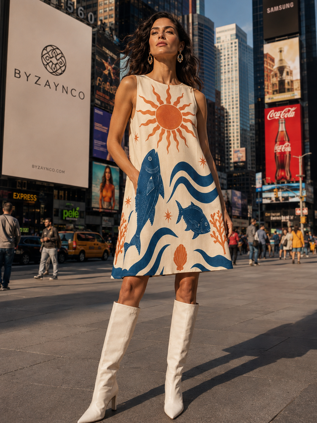 Mediterranean Fish Mini Dress