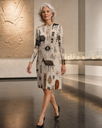 Cave Painting Long-Sleeve Mini Dress | Prehistoric Art
