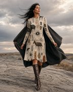 Cave Painting Long-Sleeve Mini Dress | Prehistoric Art