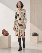 Cave Painting Long-Sleeve Mini Dress | Prehistoric Art
