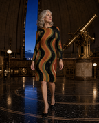 Celestial Wave Long Sleeve Dress, 70s Cosmic Mini
