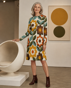 70s Floral Long-Sleeve Mini Dress