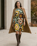 70s Floral Long-Sleeve Mini Dress