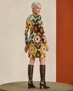 70s Floral Long-Sleeve Mini Dress