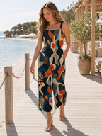 Gothic Halloween Wide-Leg Jumpsuit | Black Pumpkin Geometric