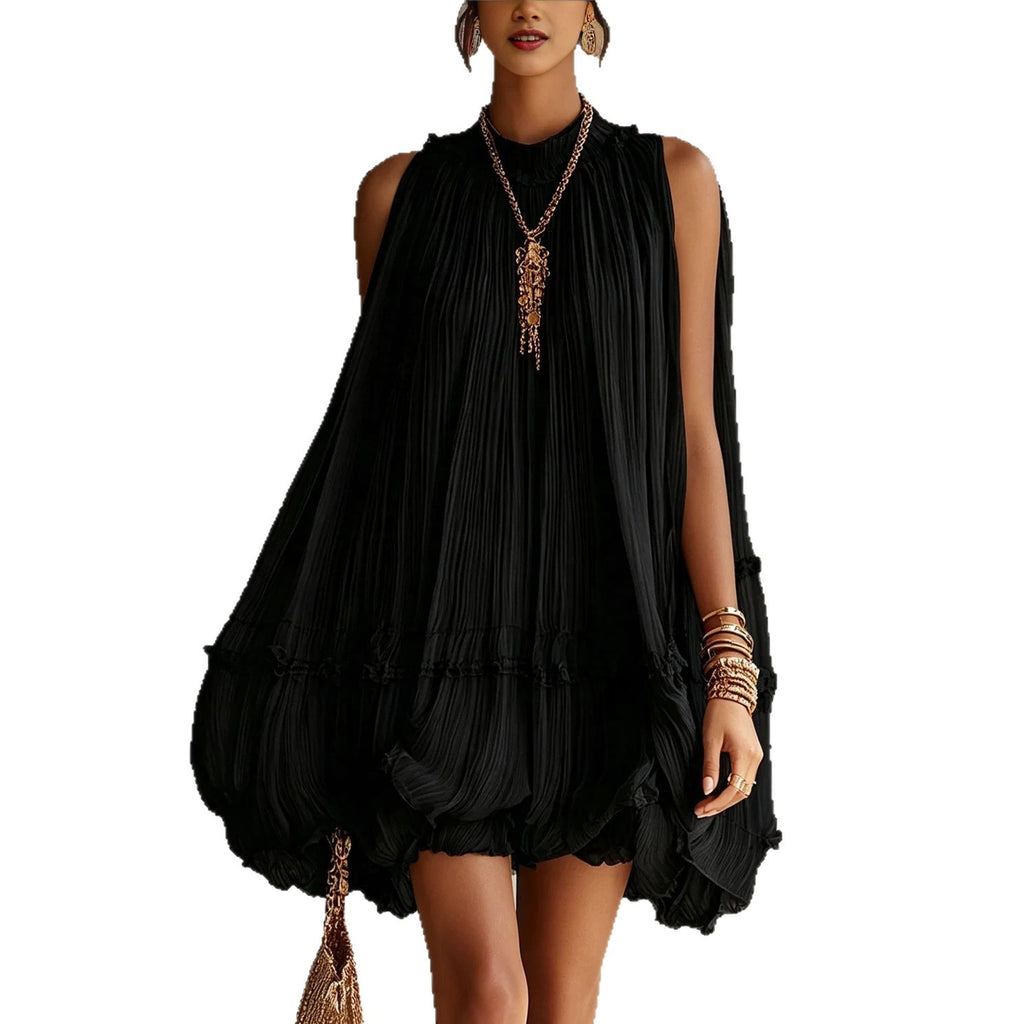 Sleeveless Pleated A-Line Mini Dress