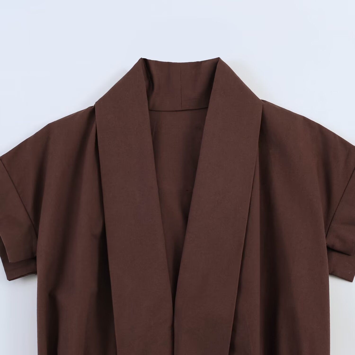 Burnt Sienna Patchwork Short-Sleeve Midi Dress