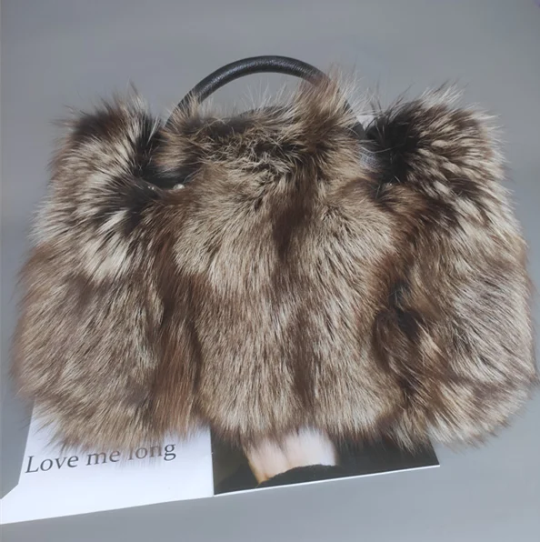 Women's textured fur shoulder bag in multicolor, gray, rose or royal blue