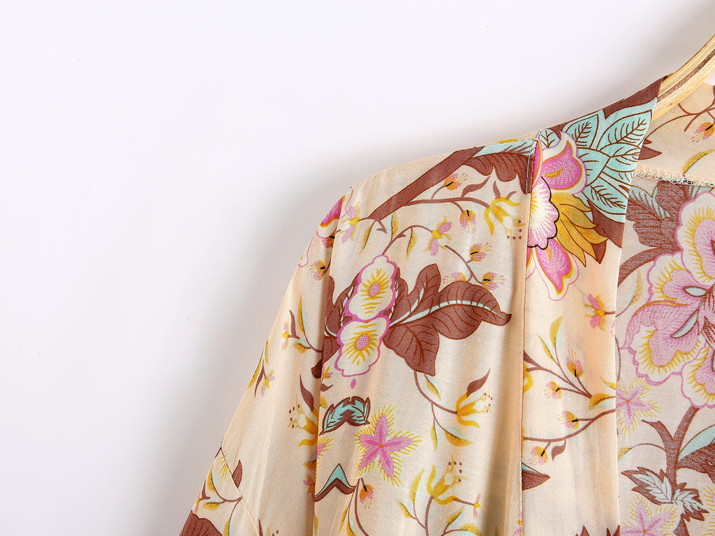 Cropped bohemian kimono-style jacket for women