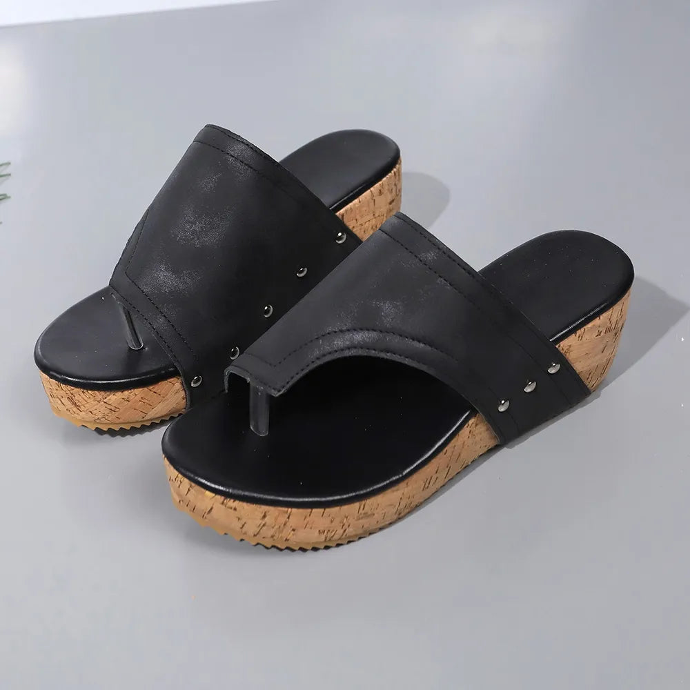 PU Leather Platform Wedge Sandals