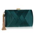 Women's mini tassel chain evening clutch in green, gold, black or silver