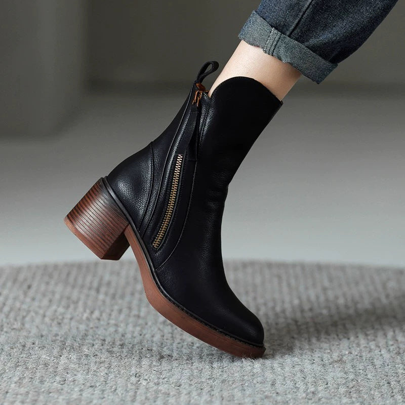 Retro double-zip ankle boots product view
