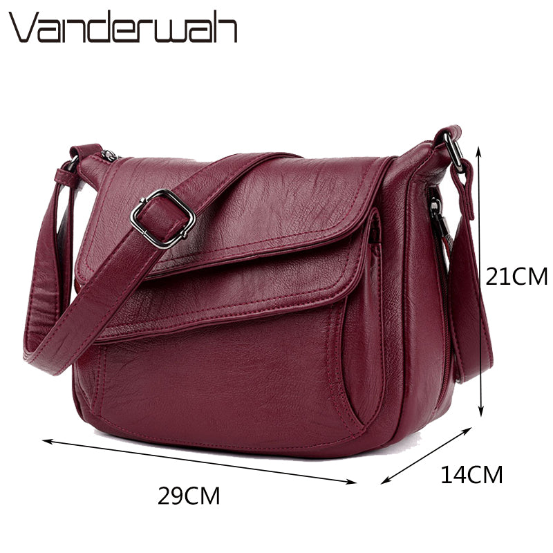 Women's genuine leather shoulder bag in six color options