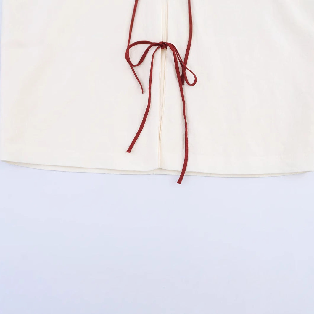 Relaxed off-white embroidered kimono-style layer