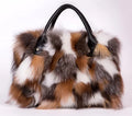 Women's textured fur shoulder bag in multicolor, gray, rose or royal blue