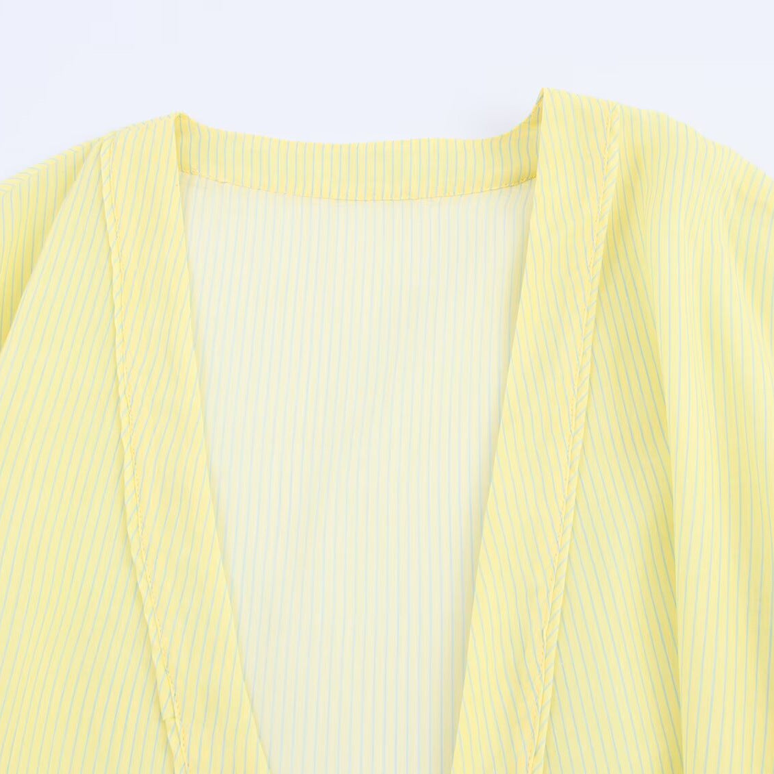 Women's polyester striped kimono-style layering jacket