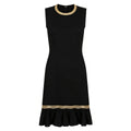 Gold-Trim Sleeveless Flounce-Hem Midi Dress