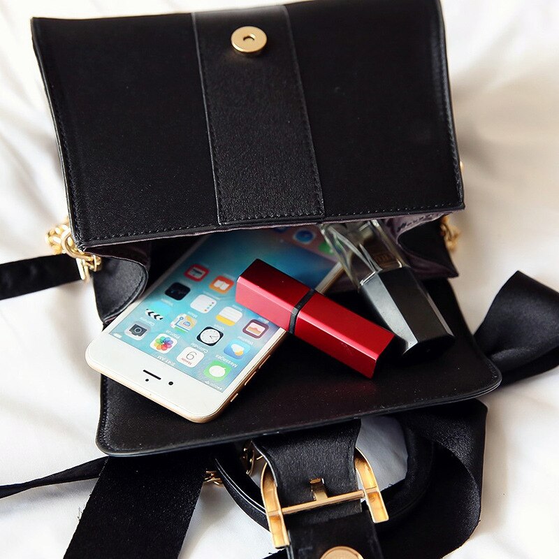 Women's velvet bow top-handle chain bag in black, blue, brown or pink