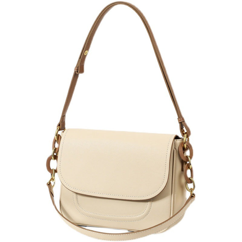 Women's cowhide leather saddle bag in blue, white or yellow