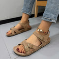 Flat buckle sandals with PU upper