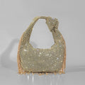 Women's rhinestone knotted-handle evening bag in five color options