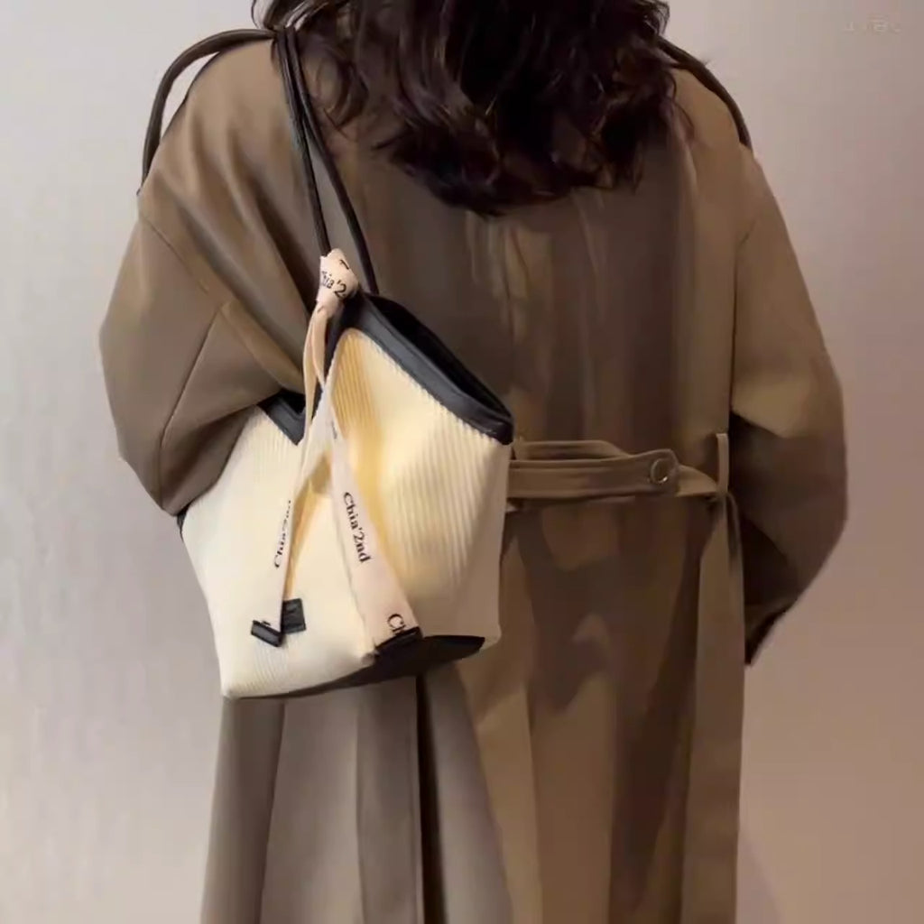 Women's large PU tote bag in black, white or brown