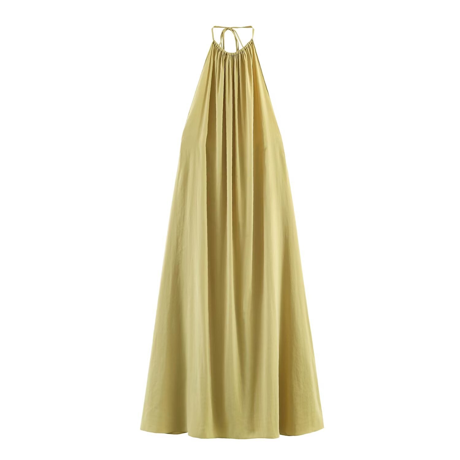 Matcha Green Halter-Neck Sleeveless Dress