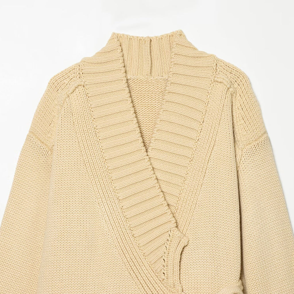 Women's long-sleeve off-white polyester kimono jacket