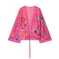 Printed long-sleeve kimono cardigan in sizes S to L