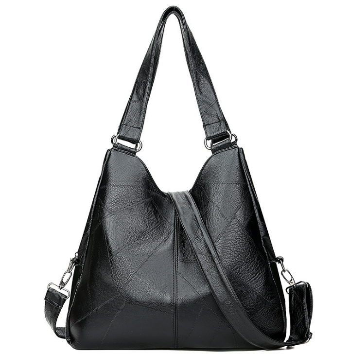 Women's vintage-style top-handle shoulder bag in black or brown