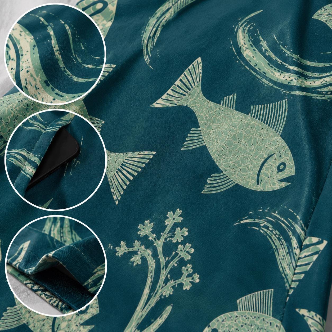Coastal Fish A-Line Dress | Sleeveless Resort Vacation Dress