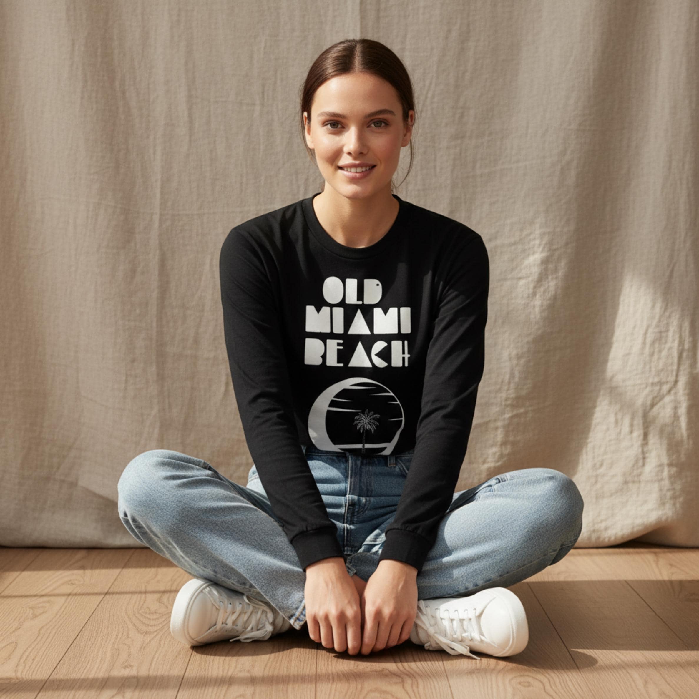 Vintage Miami Beach Long Sleeve Tee | 70s Coastal Streetwear