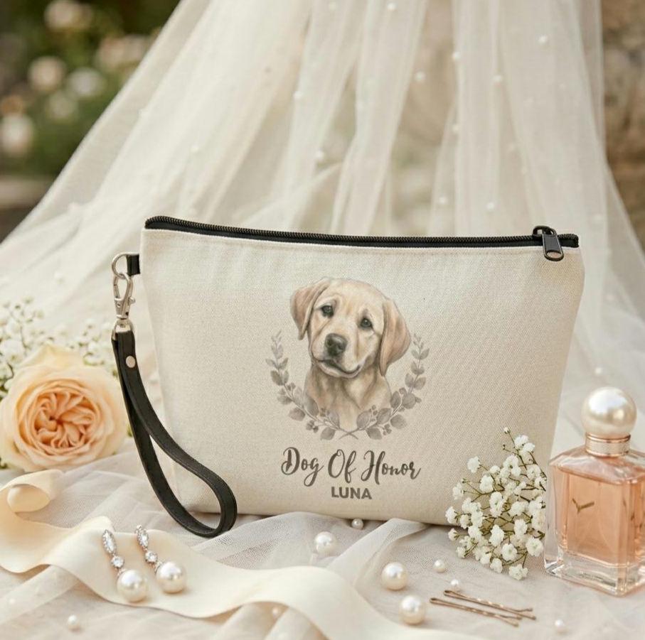 Personalized Dog of Honor Cosmetic Bag | Custom Pet Wedding Pouch