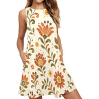 Retro Floral A-Line Mini Dress | Sleeveless Resort Dress