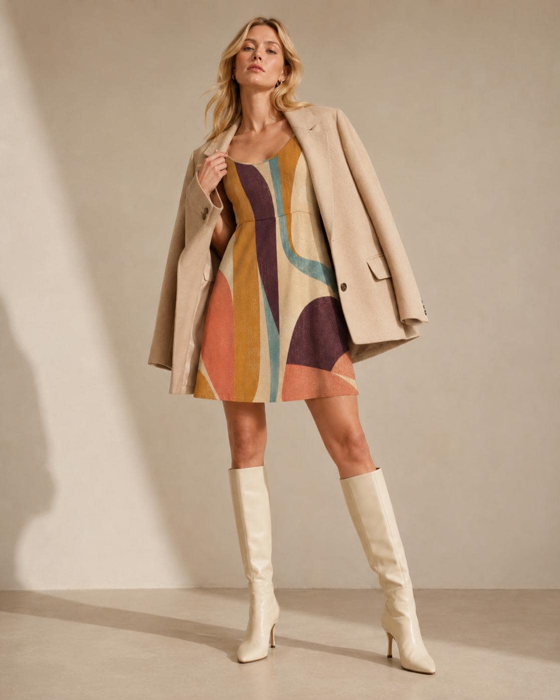 Abstract Spaghetti Strap Mini Dress | Retro Resort Sundress