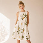 Olive Branch A-Line Dress | Mediterranean Coastal Resort Dress