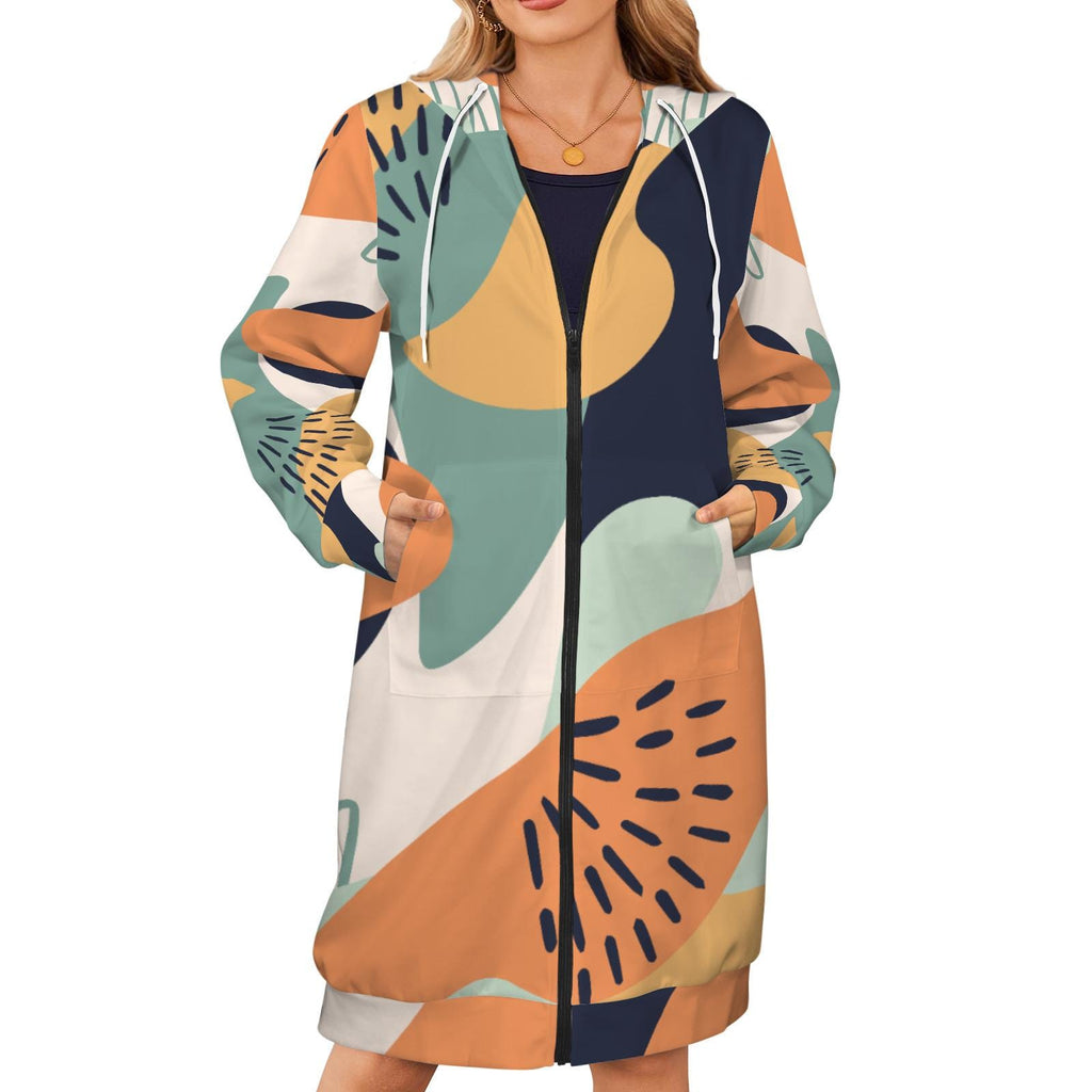 Abstract Long Cardigan | Geometric Bohemian Kimono Coat