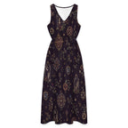 Burgundy Floral Maxi Dress with Pockets | V-Neck Resort Dress
