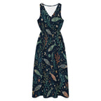 Teal Night Garden Maxi Dress with Pockets | V-Neck Resort Dress