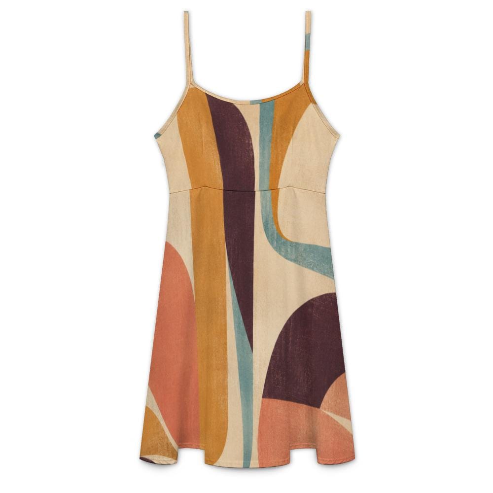 Abstract Spaghetti Strap Mini Dress | Retro Resort Sundress